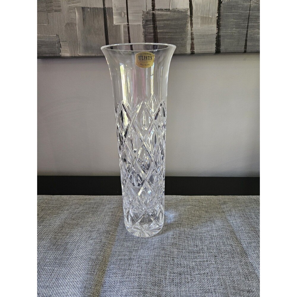 Vintage Atlantis Crystal Vase 10.5" Tall